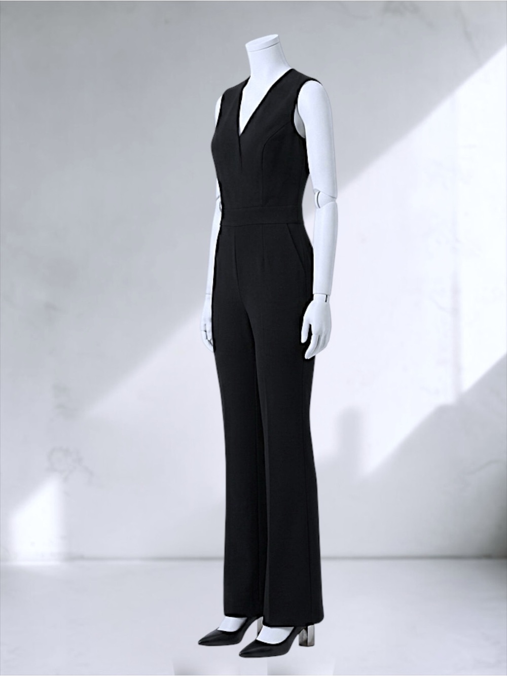 SPANX Black Sleeveless Flare Ponte Jumpsuit – Size L - Picture 7 of 14